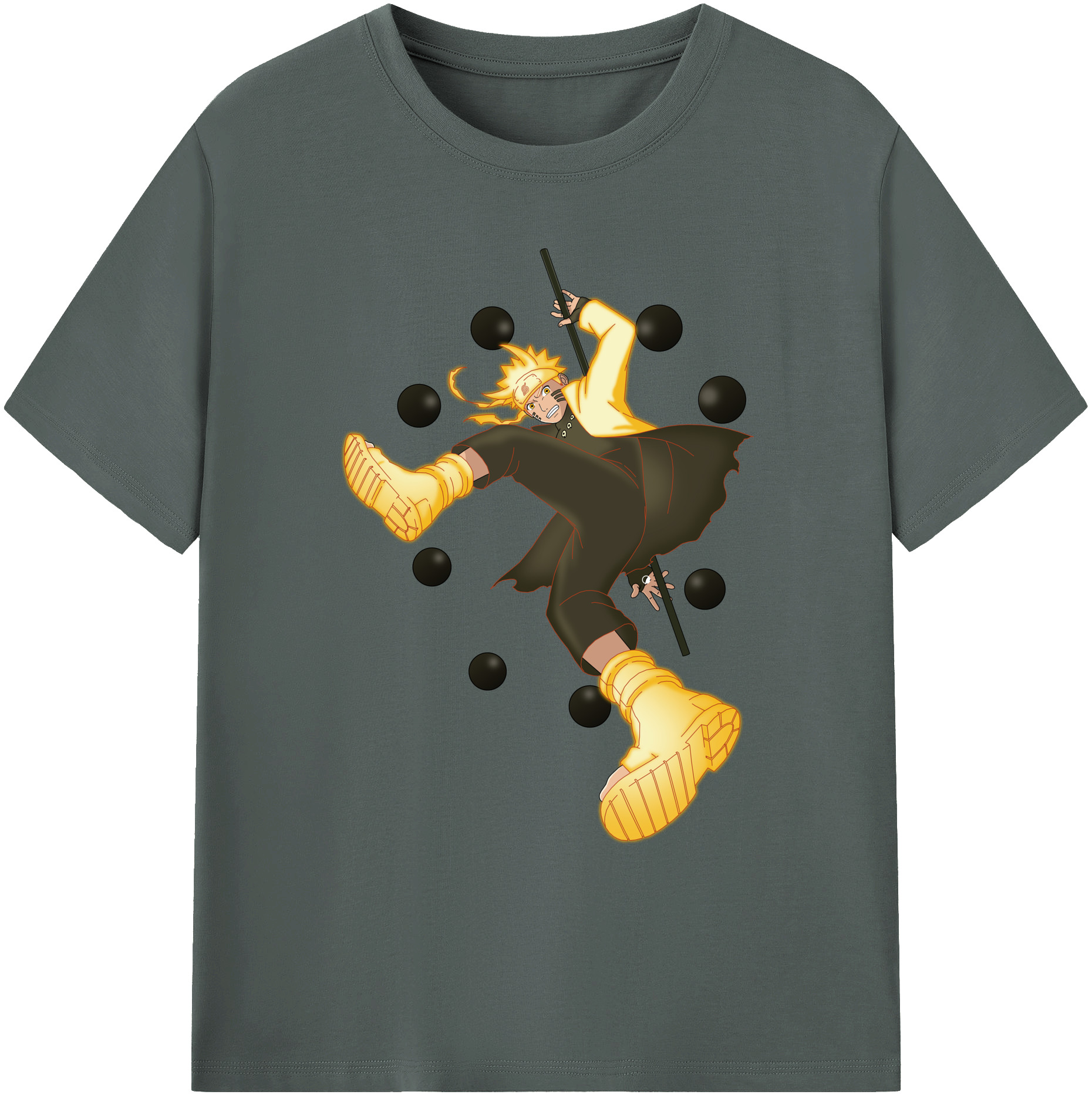 （画像用） NARUTO -ナルト- うずまき ナルト Uzumaki Naruto 綿100％ メンズ半袖Tシャツ｜肌触りやわらか＆通気性